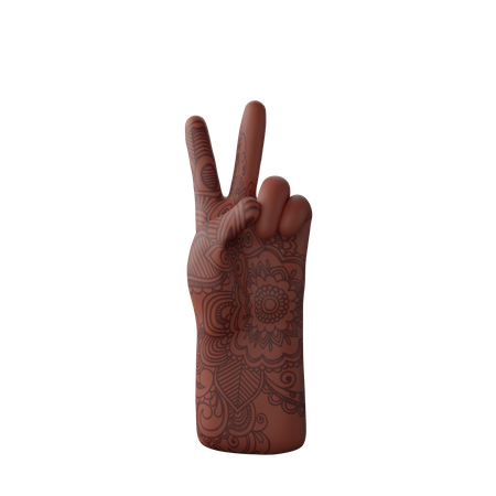 Free Victory sign with hand 3D Illustration