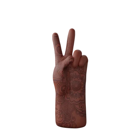 Free Victory sign with hand  3D Illustration