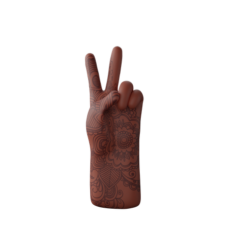 Free Victory sign with hand  3D Illustration