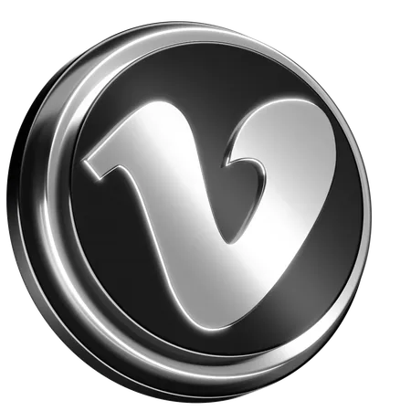 Free Vimeo Logo With A Silver And Black Color Scheme 3D Icon