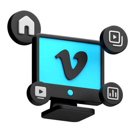 Free Vimeo auf dem Desktop-Monitor  3D Icon