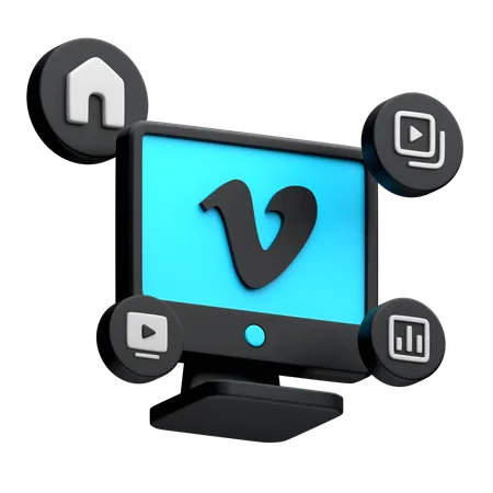 Free Vimeo auf dem Desktop-Monitor  3D Icon