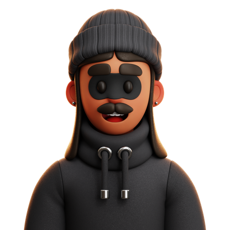 Free VOLEUR AVEC CAPUCHE NOIRE  3D Icon