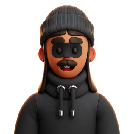 Free VOLEUR AVEC CAPUCHE NOIRE  3D Icon