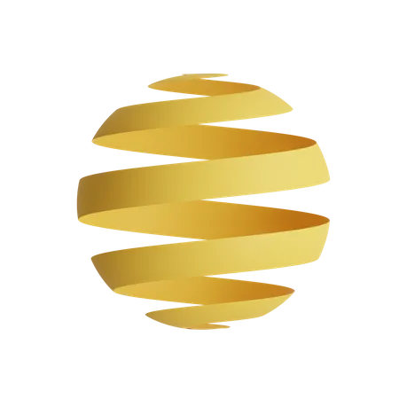 Free Wave Spiral Sphere  3D Illustration