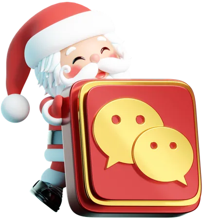 Free We Chat Illustrates Santa Holding The We Chat Logo In A Global 3 D Setting Connecting Worldwide Festive Greetings And Conversations 3D Icon