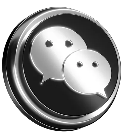 Free 3 D We Chat Logo In Silver And Black 3D Icon