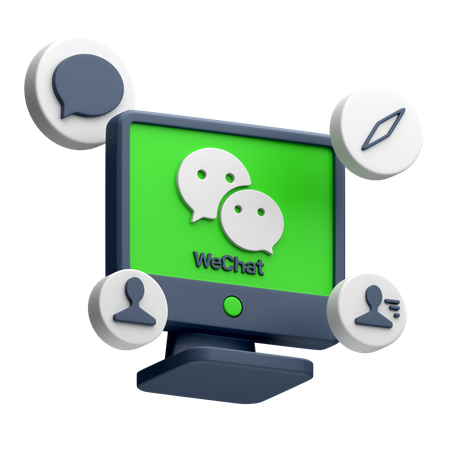 Free WeChat en el monitor del escritorio  3D Icon