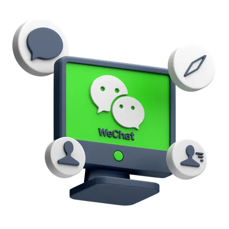 Free WeChat en el monitor del escritorio  3D Icon