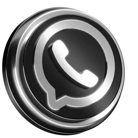 Free Silver And Black Themed Whatsapp Logo With A 3 D Effect 3D Icon