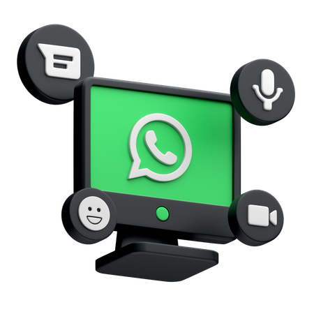 Free WhatsApp en el monitor del escritorio  3D Icon