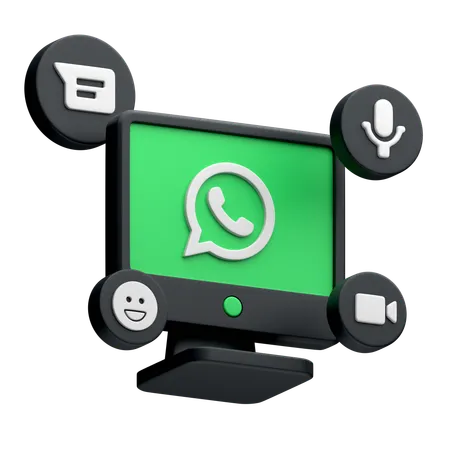 Free WhatsApp en el monitor del escritorio  3D Icon