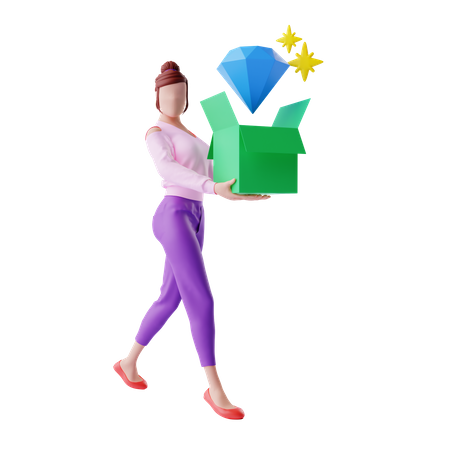 Free Woman Carrying Premium Product  3D Icon