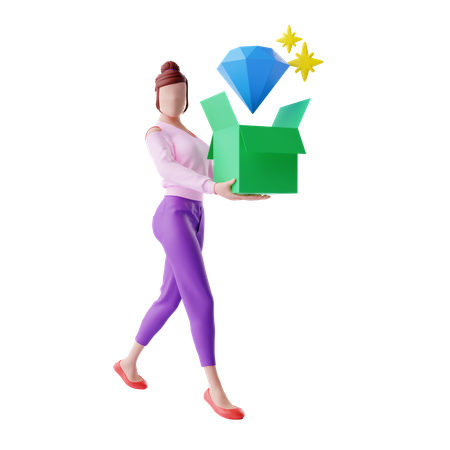 Free Woman Carrying Premium Product 3D Illustration