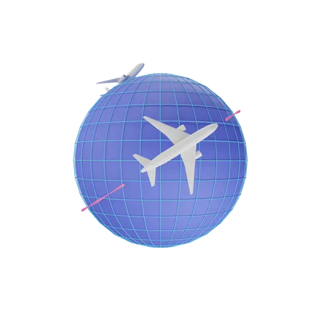 Free 3 D Illustration Of Airplane Flying Around The World 3D Illustration