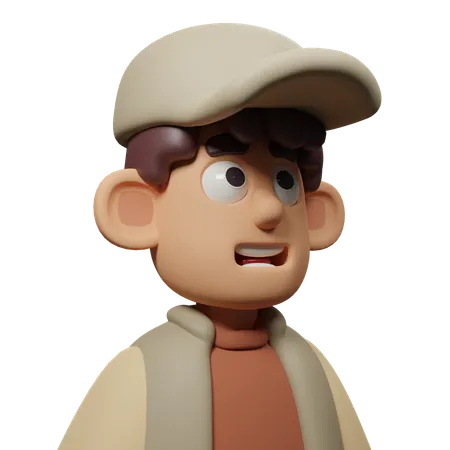 Free Worried Expression Character 3D Icon