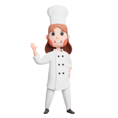Free Young chef waving his hand  3D Illustration