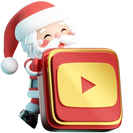 Free You Tube Exhibits Santa Holding The You Tube Logo In An Entertaining 3 D Scene Showcasing Festive Videos And Spreading Joyous Content 3D Icon