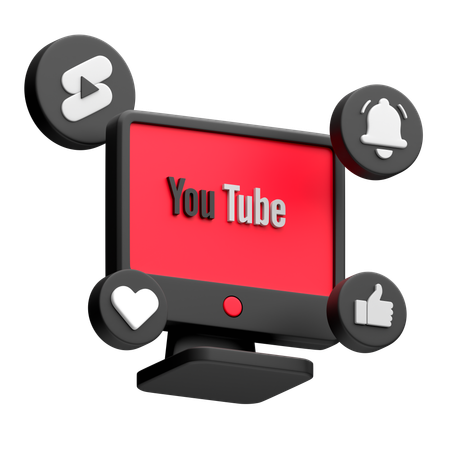 Free YouTube auf dem Desktop-Monitor  3D Icon