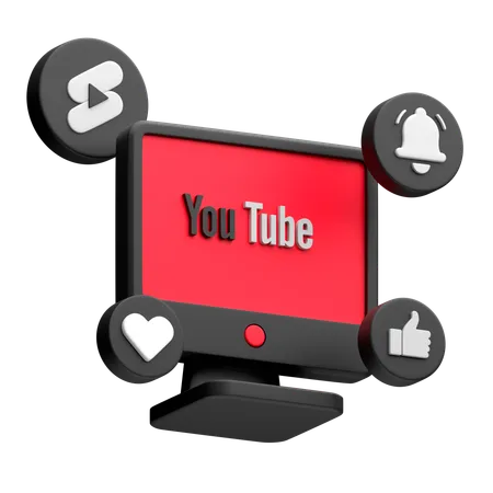 Free YouTube auf dem Desktop-Monitor  3D Icon