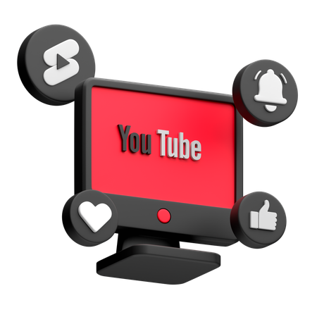 Free Youtube On Desktop Monitor  3D Icon