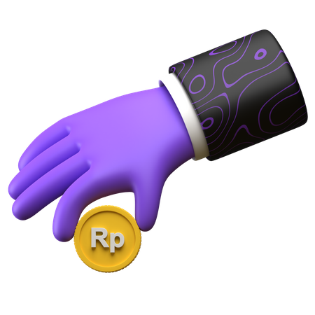 Giving Rupiah coin 3D Illustration
