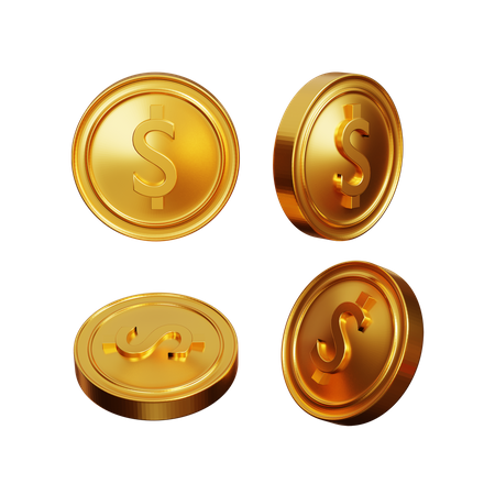 Gold Dollar Coins 3D Illustration