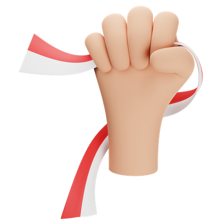 Hand Holding Indonesian Flag 3D Illustration