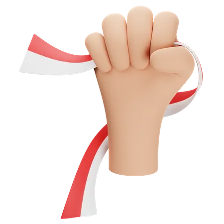 Hand Holding Indonesian Flag 3D Illustration