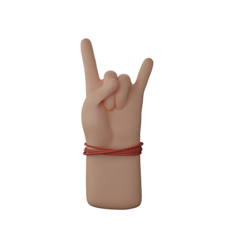 Hand showing rock and roll sign 3D Illustration