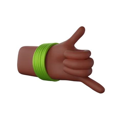 Hand with bangles showing Call me gesture 3D Illustration