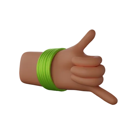 Hand with bangles showing Call me sign 3D Illustration