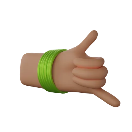 Hand with bangles showing Call me sign 3D Illustration
