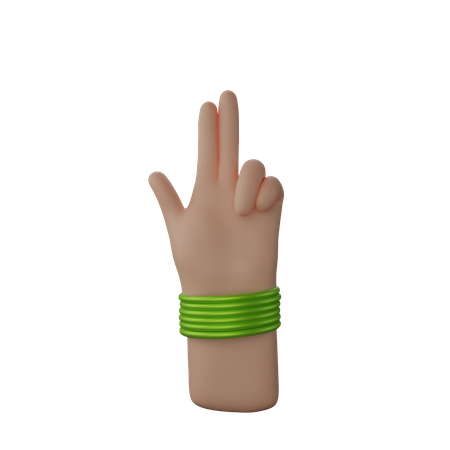 Hand with bangles showing Finger Gun Sign 3D Illustration