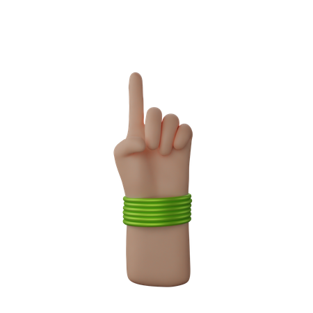 Hand with bangles showing finger up gesture 3D Illustration