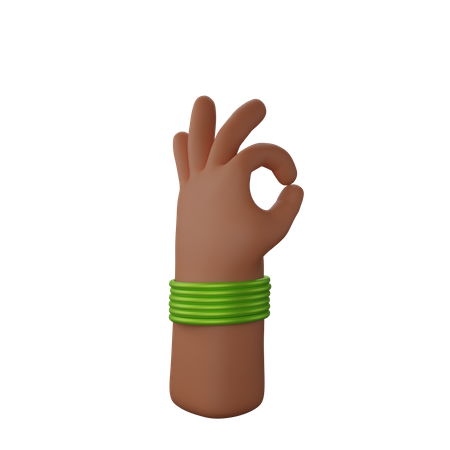 Hand with bangles showing ok gesture 3D Illustration