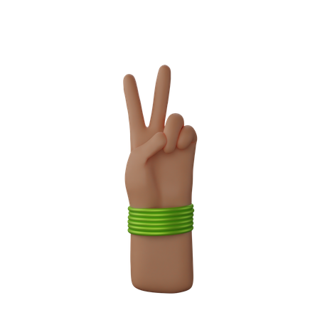 Hand with bangles showing Peace sign 3D Illustration