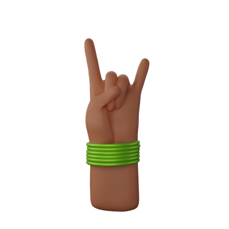 Hand with bangles showing Rock and Roll Sign 3D Illustration
