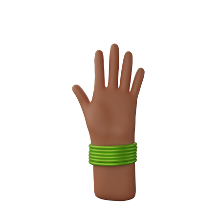 Hand with bangles showing Stop gesture 3D Illustration