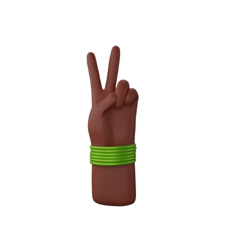 Hand with bangles showing victory sign 3D Illustration