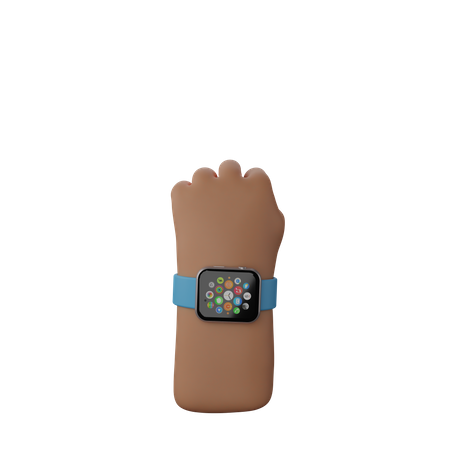 Hand with fitness watch showing Solidarity Fist Sign 3D Illustration