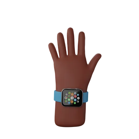 Hand with smart watch 3D Illustration