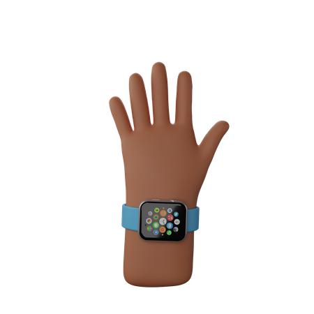 Hand with smart watch showing Stop gesture 3D Illustration