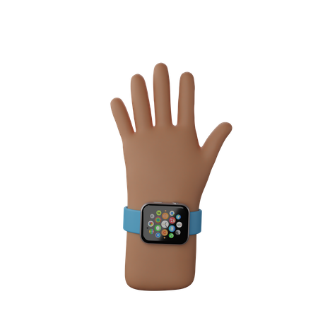 Hand with smart watch showing Stop gesture 3D Illustration