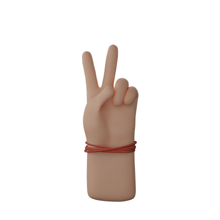 Hand with victory sign 3D Illustration