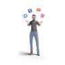 man with social media 3d logo