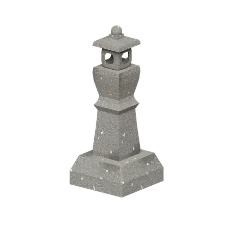 Japanese Stone Lantern 3D Illustration