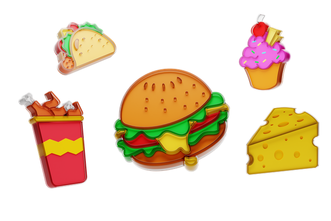 Junk Food 3D Illustration