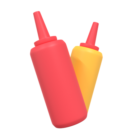 Ketchup Bottles 3D Illustration