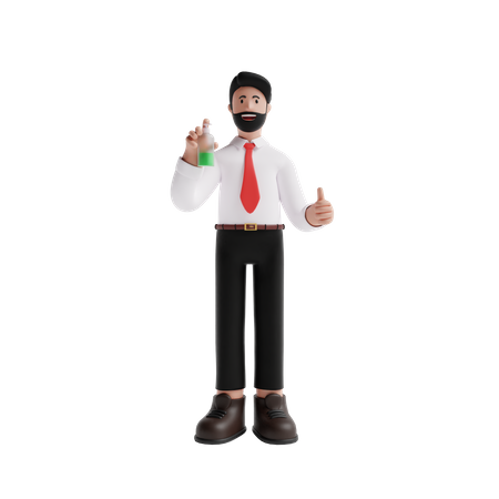 Man using Sanitizer 3D Illustration